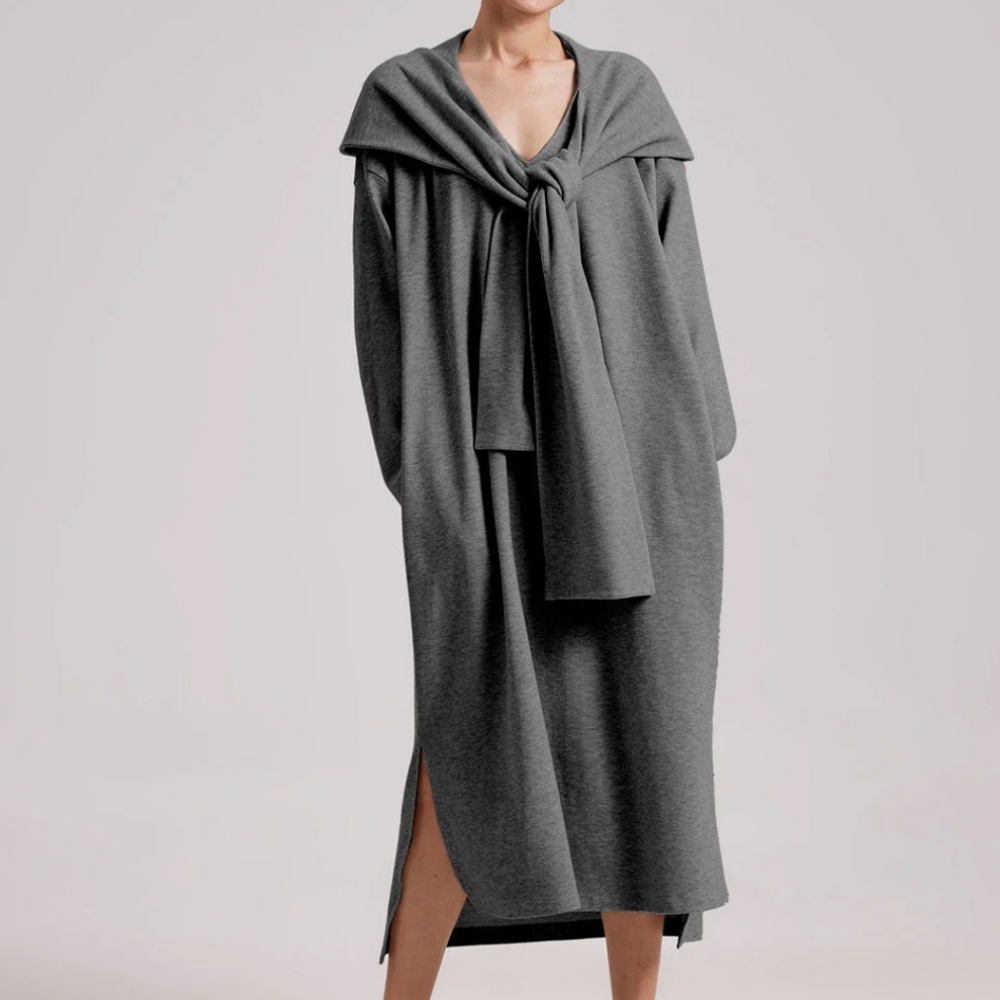 NAP Hooded Scarf Sweatshirt Dress Dark Heather Gray Women's Size Small